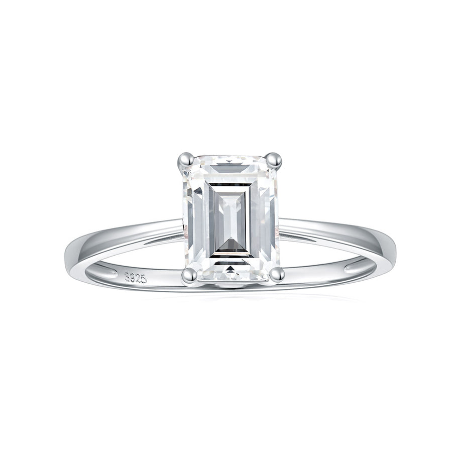 14k White Gold Princess Cut Solitaire Diamond Engagement Ring Clarity Enhanced 4-prong Engagement Ring for Women