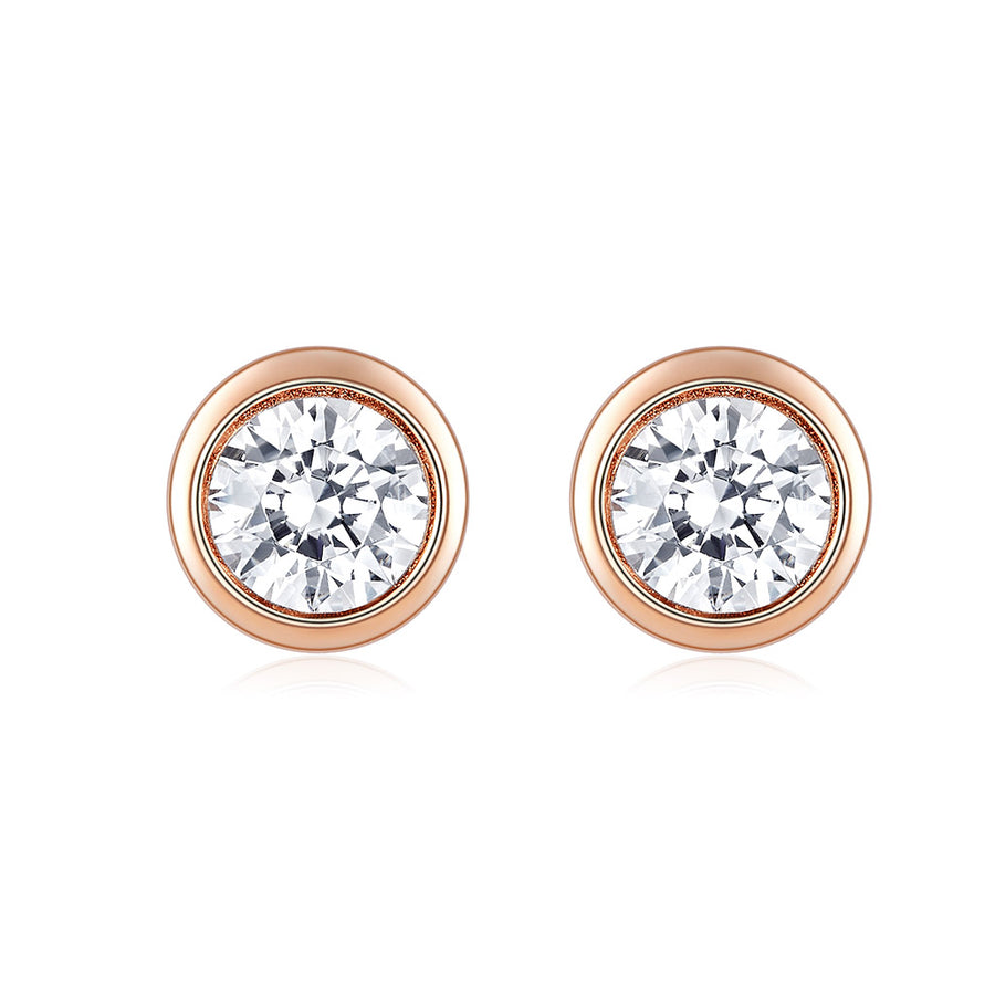 Moissanite Stud Earrings Solid 14K Rose Gold DEF Color Heart Arrows Cut Stud Earrings Push Back for Women