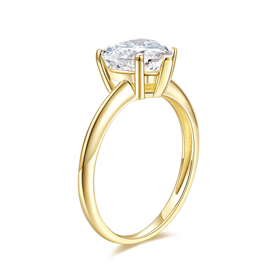 Colorless DEF 8.0mm (1.90cttw Dew) VVS1 Four Prong Wishbone Solitaire Engagement Ring 14K Yellow Gold Mossinate Ring