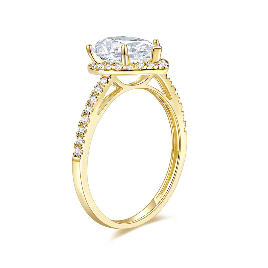 14k White Gold Pear Moissanite and Diamond Vintage Style Engagement Ring