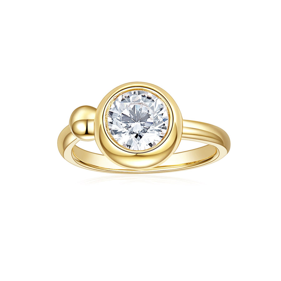 14k White Gold Round Solitaire Moissanite Ring, Moissanite: 6.5mm-1ct, DEF-GH, VVS1-VVS2