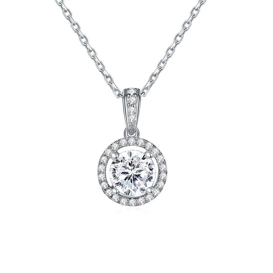 Cross Rainbow  Bezel Set Round Grown Diamond Solitaire Pendant Necklace in 14k Solid White Gold 18" Chain (2ctw, E Color, SI2 Clarity)