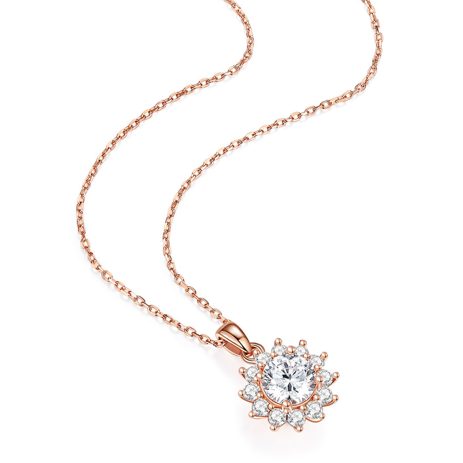 Forever Moissanite Cushion Cut Blue Tinted 14k Yellow Gold Moissanite Pendant Necklace for Women