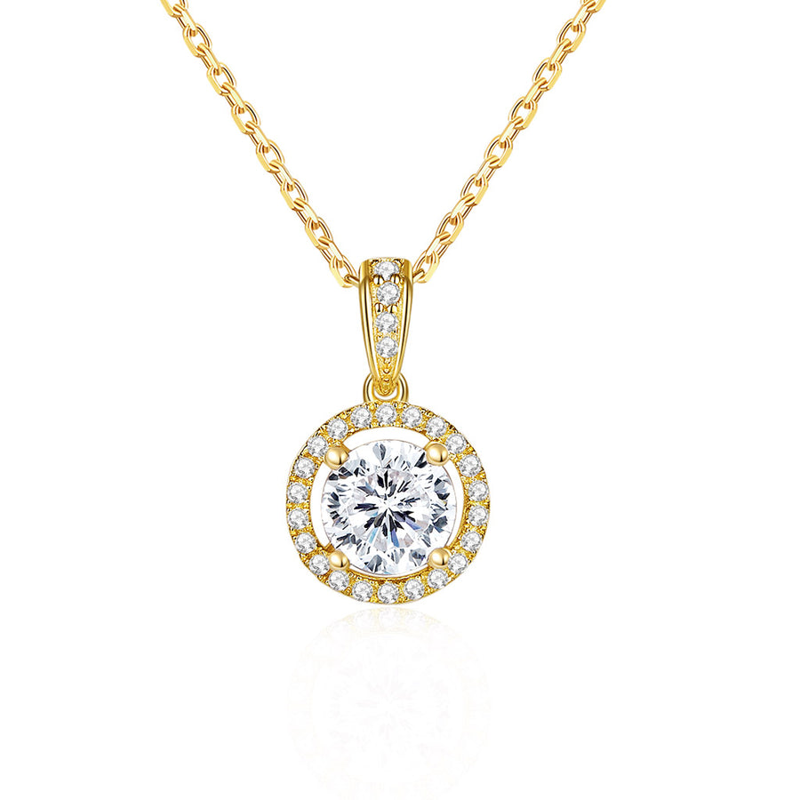 Cross Rainbow  Bezel Set Round Grown Diamond Solitaire Pendant Necklace in 14k Solid White Gold 18" Chain (2ctw, E Color, SI2 Clarity)
