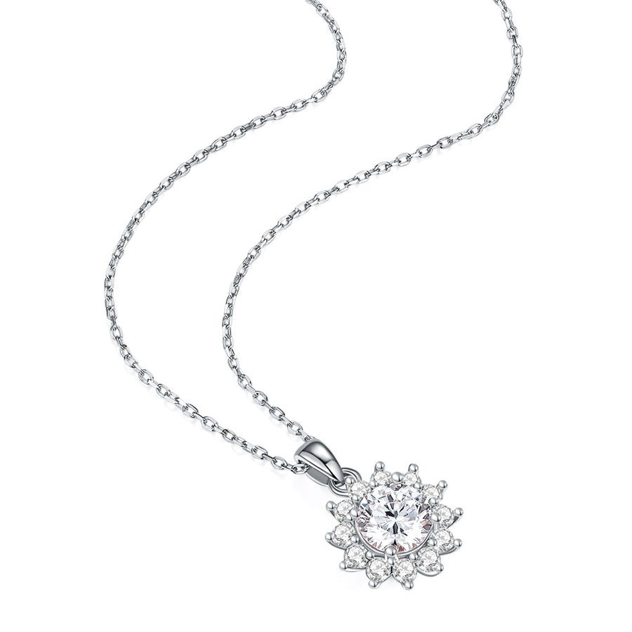18 Inch 14K White Gold Chain Set Round 4 Prong Forever Classic Faint Color 0.80 ct (DEW) 6mm Created Moissanite