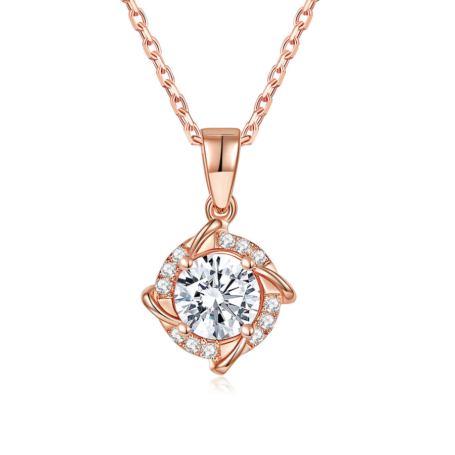 Forever Moissanite Cushion Cut Blue Tinted 14k Yellow Gold Moissanite Pendant Necklace for Women