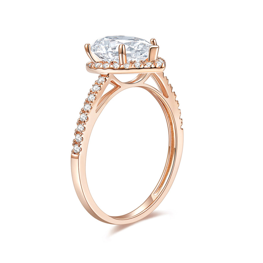 14k White Gold Pear Moissanite and Diamond Vintage Style Engagement Ring