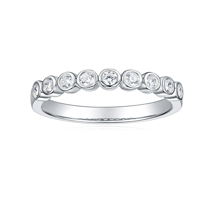 1.9 cttw 7 Stone Diamond Wedding Band 14K White Gold Prong Set Round