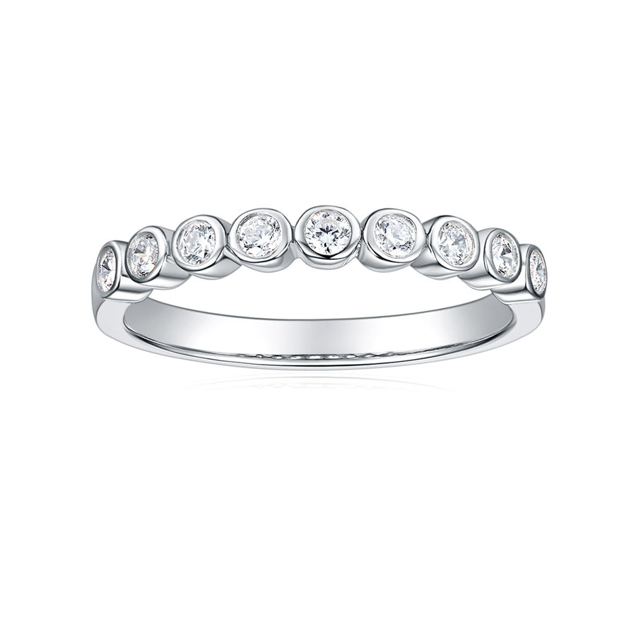 2.5mm Moissanite Engagement Ring Full Eternity Wedding Band Bezel Setting for Women