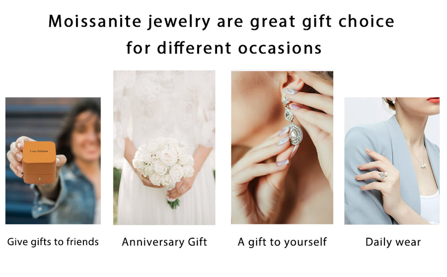 Cross Rainbow Moissanite Wedding Bands, Moissanite Ladies 3 Row Rings for Women, Color D VVS1 S925 Sterling Silver Round-Cut Moissanite Bands Statement Ring, Valentines day gifts for her Women jewelry Ring (Tri Color Set 0.6CT）