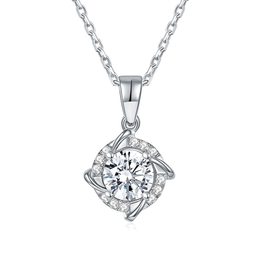Forever Moissanite Cushion Cut Blue Tinted 14k Yellow Gold Moissanite Pendant Necklace for Women