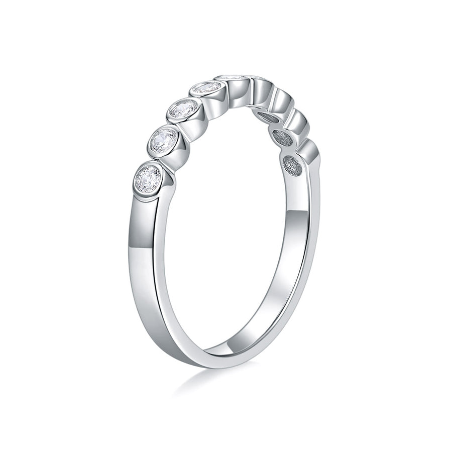 1.9 cttw 7 Stone Diamond Wedding Band 14K White Gold Prong Set Round