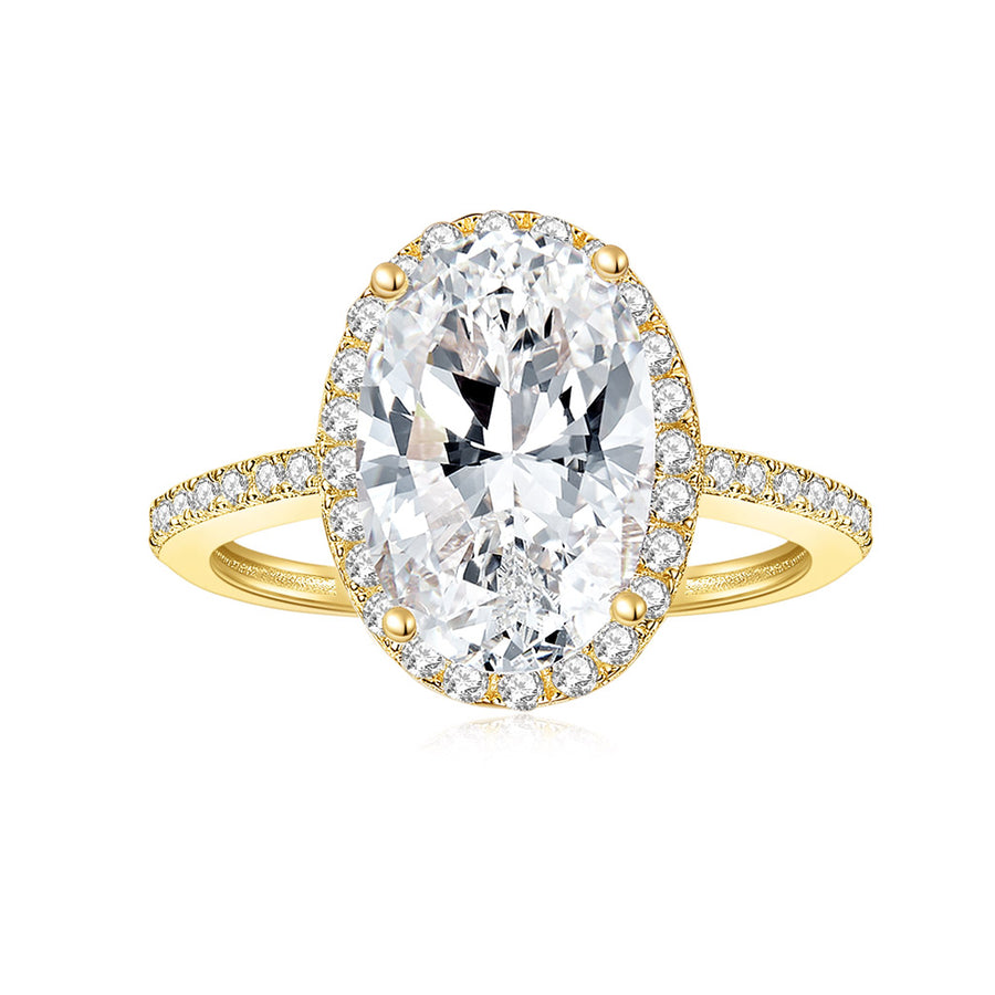 Round Colorless Moissanite Solitaire with Side Accents Engagement Ring in 18K Rose Gold 12*8MM*1-4.5ct