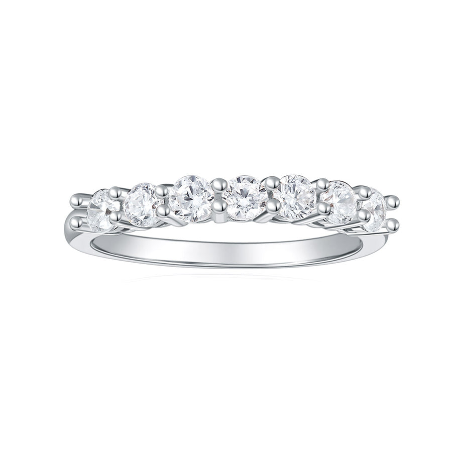 D-E-F Color 14k White Gold Heart Arrows Cut Moissanite Half Eternity Wedding Band for Women
