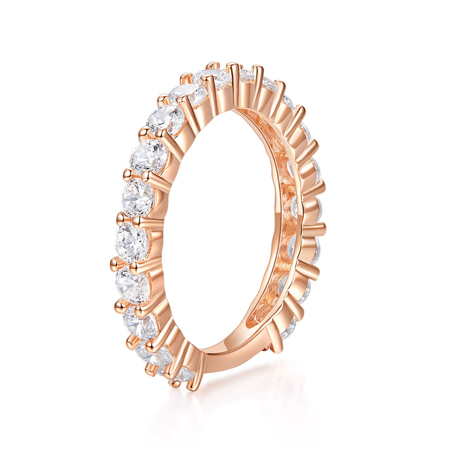 Diamond Wedding Band with Milgrain 14K Yellow Gold Prong