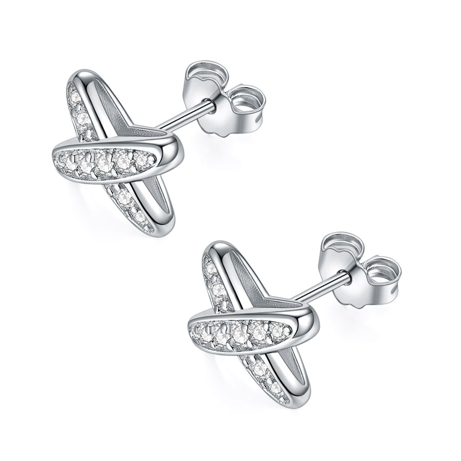 14k Yellow Gold Moissanite Butterfly Earrings two lines with together Earring for Women