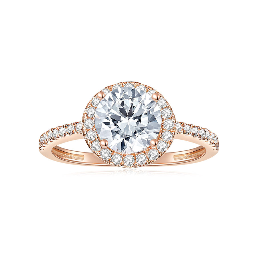 DEF Color Classic 4-prong Solitaire Moissanite Engagement Ring with Accents Platinum Plated