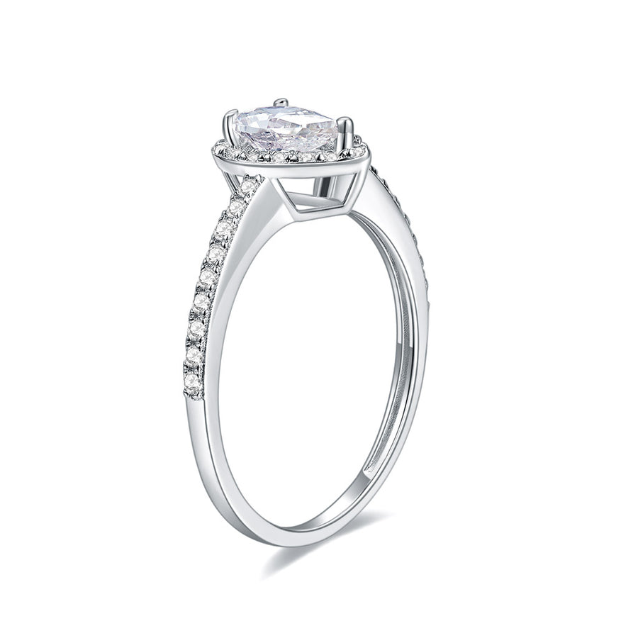 Moissanite Ring IGI Certified 3CT TDW Pear Shaped Cluster Halo Bridal Set
