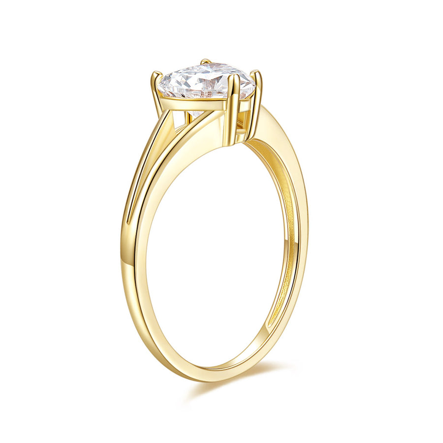 14K White Gold Elegant Split Converge Shank Engagement Ring w/Round Forever One Moissanite Center
