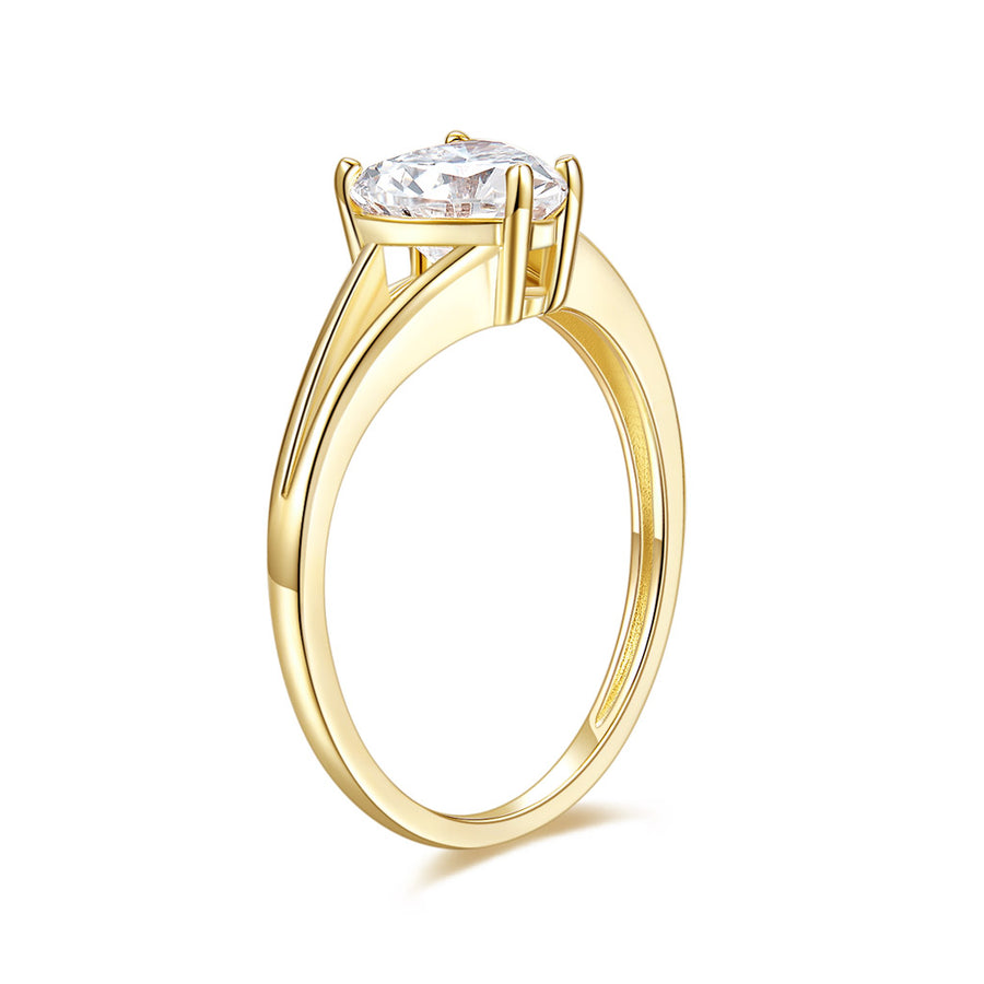 14K Yellow Gold and Moissanite Diamond Split Converge Shank Pave Set Diamond Engagement Ring 18K White Gold with a 1.2 Carat Round Cut Moissanite