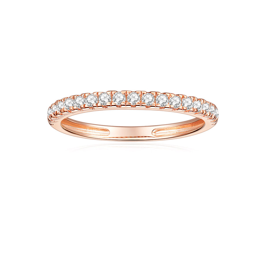 Certified Moissanite Engagement Wedding Ring in 14K Yellow Gold, Moissanite: 1.0mm*20-0.1ct, DEF-GH, VVS1-VVS2