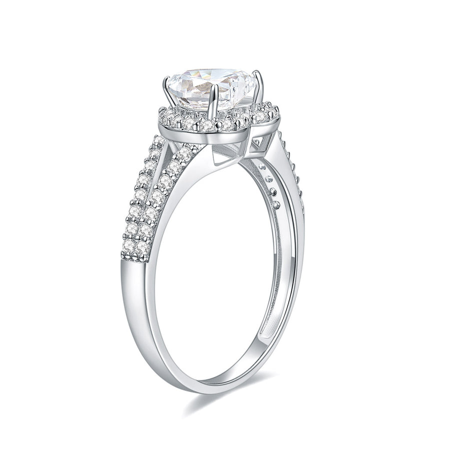 Colorless DEF 8*8MM-2ct VVS1 Four Prong Wishbone Solitaire Engagement Ring