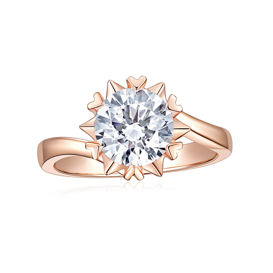 1.00 CT Classic Round Moissanite Bezel Set Engagement Ring Solid 14k Yellow Gold