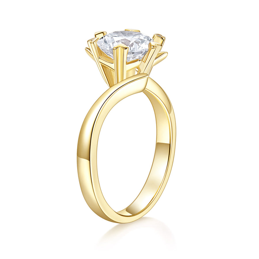 1.00 CT Classic Round Moissanite Bezel Set Engagement Ring Solid 14k Yellow Gold