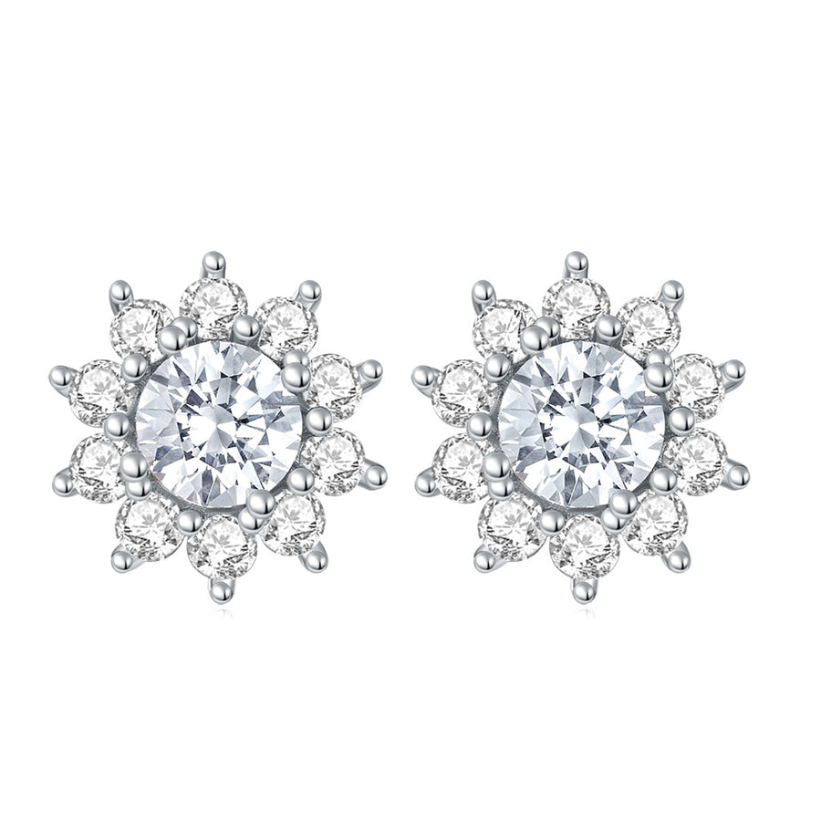100% Real 14K Yellow Gold Snowflake Stud Earrings Excellent Cut Diamond Test Past 0.5 ct D Color Moissanite Earrings for Women