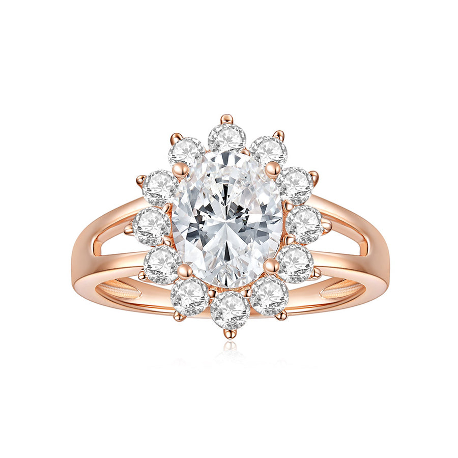 Colorless Moissanite (DEF) VVS1 (2ct Dew) 7*9MM 14K Yellow Gold Four Prong Wire Solitaire Engagement Ring